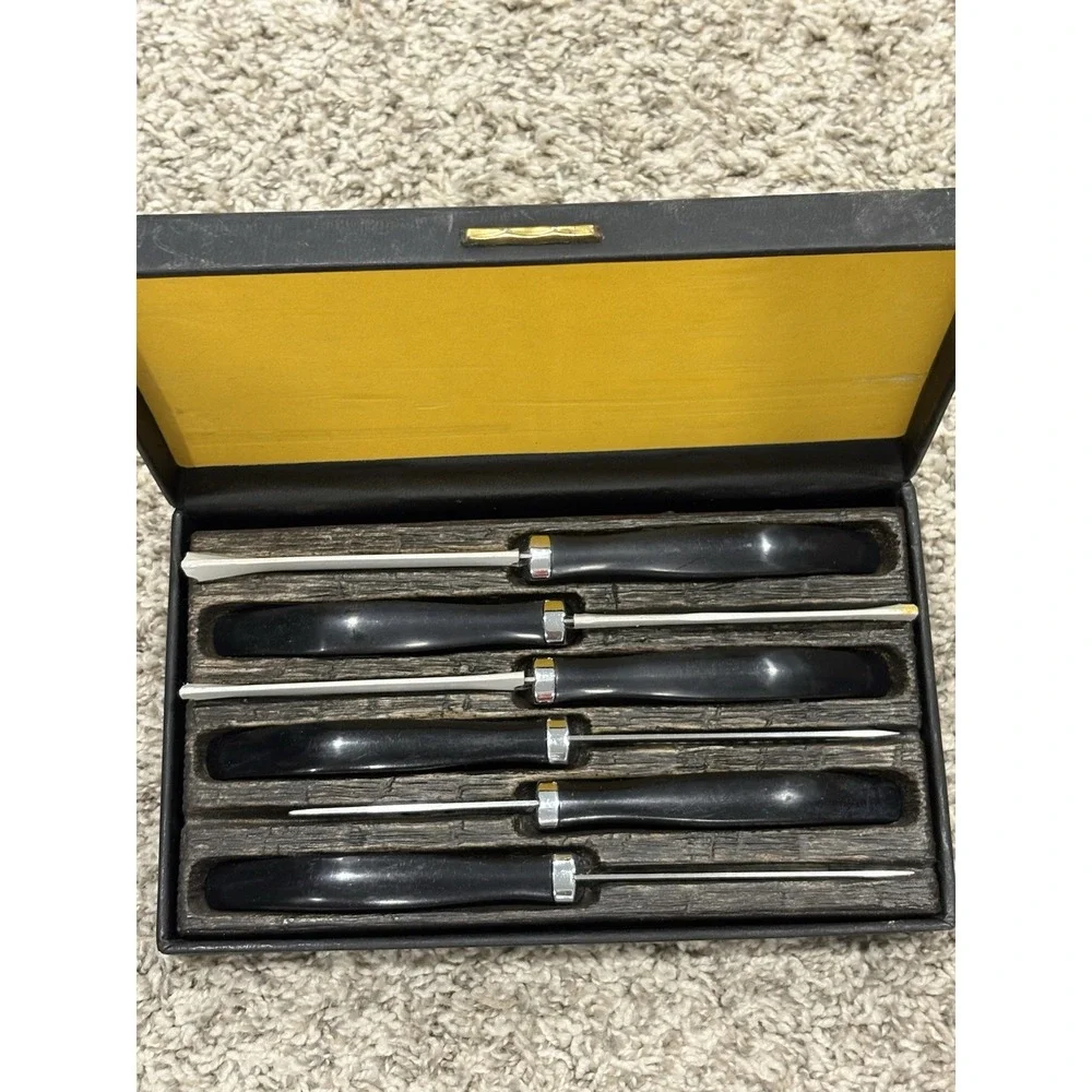 Vintage West Bend Steak Knives Set of 6 Hand Crafted USA Serrated Blades Boxed